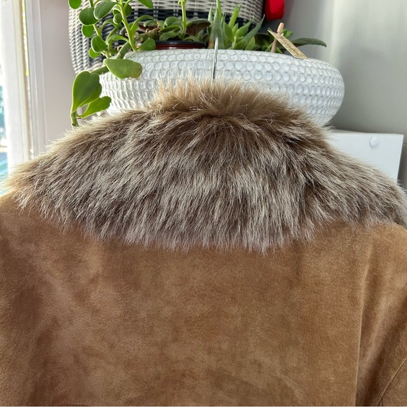 Gorgeous 100% Genuine Leather Faux Fur Penny Lane Long Jacket Coat Size Large - Picture 10 of 16